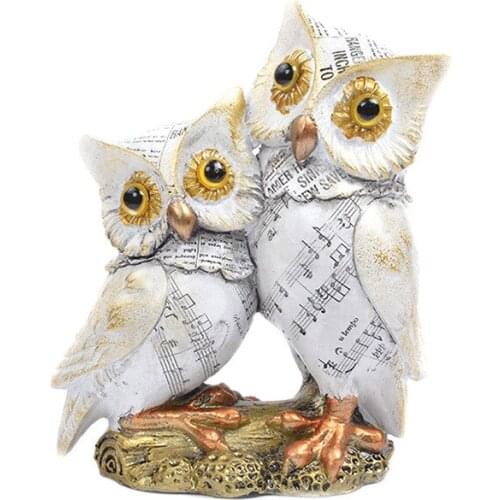 Letter Pattern Mother and Child/Couple Owl Decor Statue Resin Crafts Home Decoration Ornaments Desktop Decoration Figurines