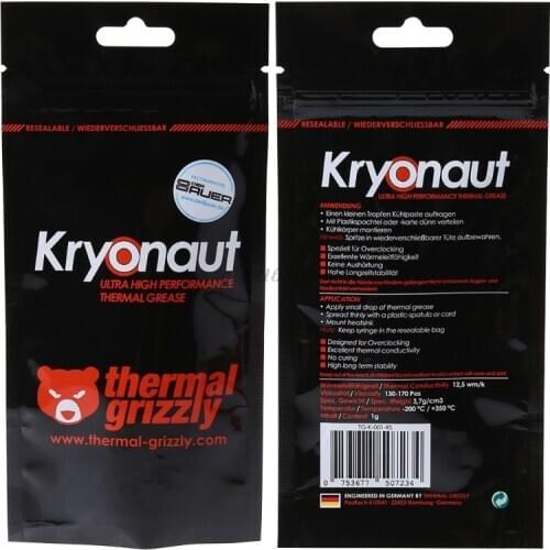 Thermal Grizzly Kryonaut 1g for CPU AMD Intel Processor Heatsink Fan Compound Cooling Thermal Paste Cooler Thermal Grease
