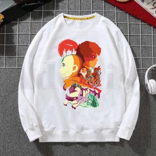 Avatar The Last Airbender Aang Appa Anime Badass Hoodies Sweatshirt Print Trend Mens Clothes Hip-Hop Male Crewneck Hoodies Men
