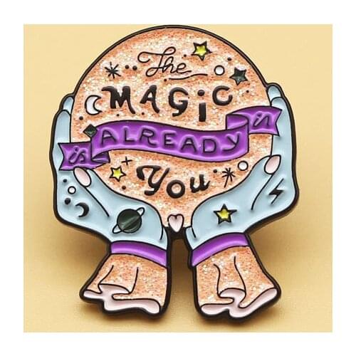 XM-funny Creative Crystal Ball Cartoon Brooch Personality Metal Badge Backpack Clothes Matching Accessories Pin