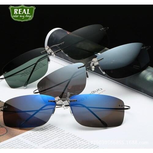 Factory Outlet Sport Rimless ultralight Polarizing Sunglasses Square Driving Glasses For Men Women
