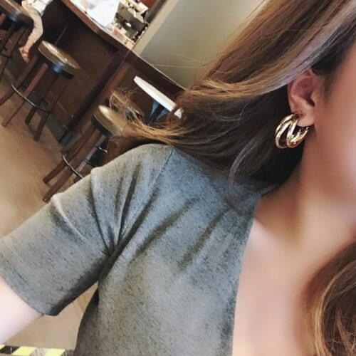 2021 New Gold Color Earrings For Women Multiple Trendy Round Geometric Drop Statement Earrings Fashion Party Jewelry Gift