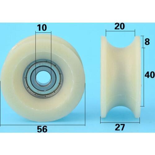 1Pcs 10x56x27 mm U groove Nylon Plastic Wheel With Bearings Nylon Track wheel