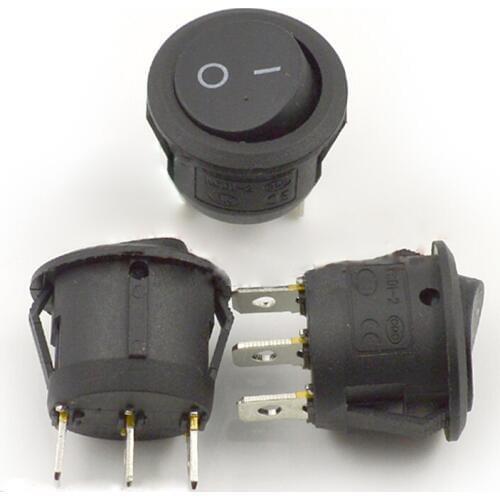 10pcs-30pcs Round Boat Switch 3 Feet Two Power Switch Unipolar Rocker Switch KCD1-201/3P Diameter 23MM Opening 20mm 6A 250V
