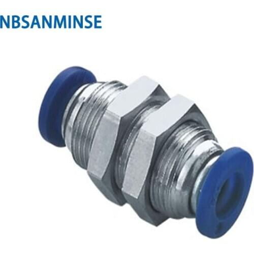 10Pcs/lot PMM Bulkhead Union Tube Fitting Pneumatic Hose Fitting Plastic Brass air Fitting NBSANMINSE