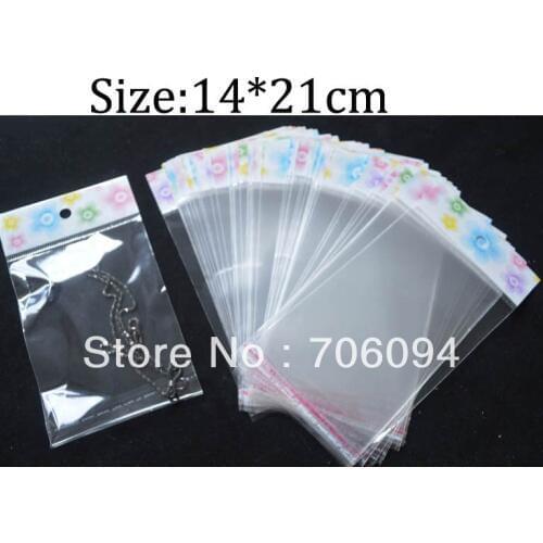 14*21cm,Thickness:0.08mm,1000pcs/lot Clear Self Adhesive Seal Poly Opp Plastic Bag With Header,Custom logo Jewerly plastic bag