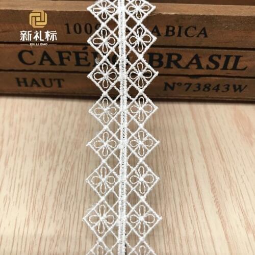 30Yards Embroidered Lace Trim Ribbon White Grid Fabrics Sew On Appliques Embellishment Home Decoration Dantel Aplike Dentelles