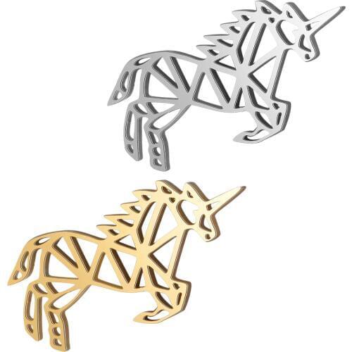 5pcs/lot 100% Stainless Steel Hollow Unicorn Connector Charm Pendant Wholesale DIY Jewelry Making Connector Charm