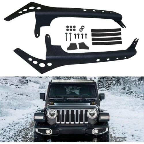 52 Inch LED Work Light bar Steel Upper Windshield Mounting Bracket With Lower Corner Brackets for Jeep Wrangler JL 2018 2019