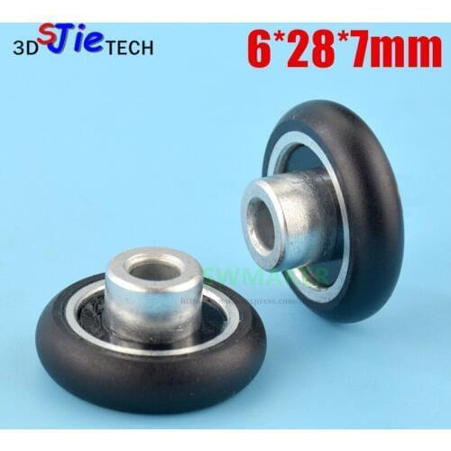 6*28*7mm spherical roller, POM polyoxymethylene coated nylon wheel, bearing pulley, for DIY door and window wear resistant