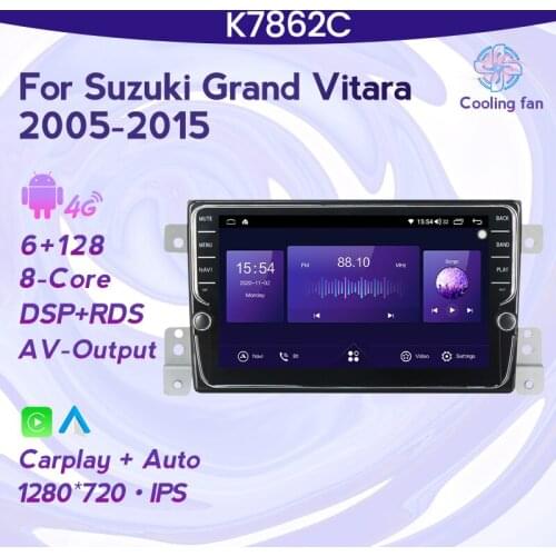 Navifly 8core 6+128GB Auto Radio Multimedia Headunit For Suzuki Vitara 2005-2015 Cooling fan IPS DSP WIFI HD Wireless carplay