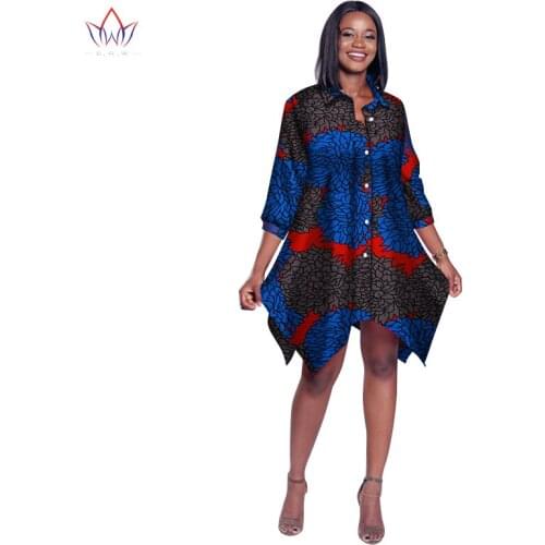 Bintarealwax African Print Wax Shirt for Women Dashiki Plus Size Africa Clothing Bazin Traditional African Clothing WY2030