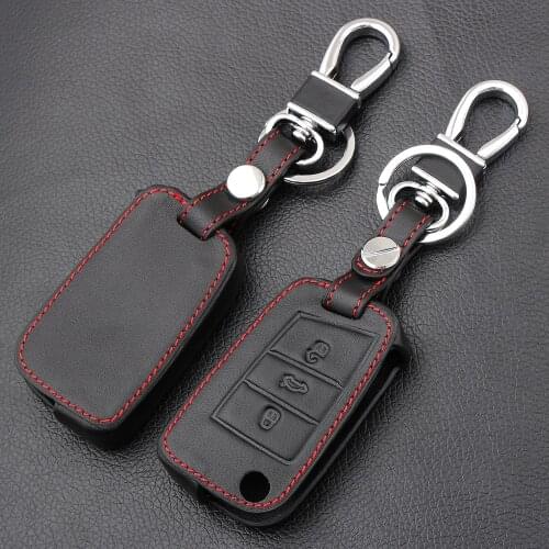 Car Leather Key Case Key Bag Key Cover For Volkswagen Golf 7 MK7 Tiguan Touran 2017 For Skoda Octavia A7 RS For Seat Leon Ibiza