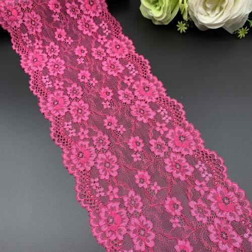3y/lot 15cm Stretch Elastic Lace Fabric Fuchsia DIY Crafts Sewing Supplies Decoration Accessories For Bikini Underware Lace Trim