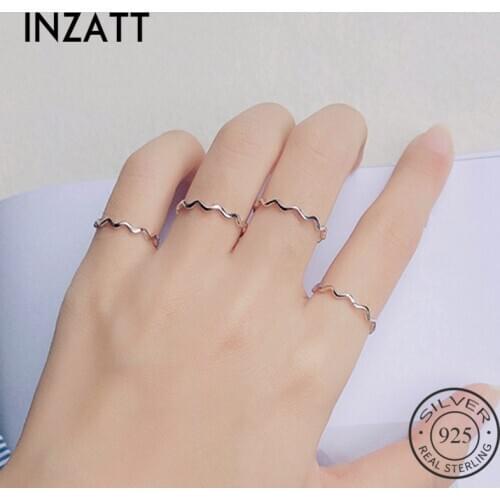 INZATT Real 925 Sterling Silver Geometric Wave Ring For Fashion Unisex Party Fine Jewelry Minimalist Hiphop Accessories Gift