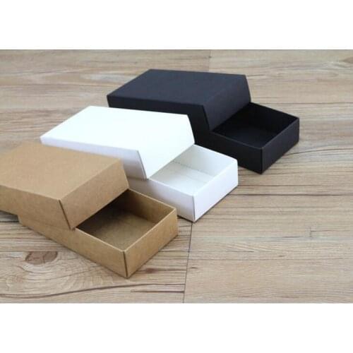 10pcs 10Size Black/White/Brown Kraft Paper Box With Lid 350gsm Cardboard Paper Gift Box For Packaging Jewelry Clothing Scarf Box