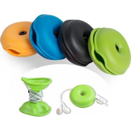 Round Silicone Data Cable Storage Winder Cable Turtle Organizer Wire Cord Reel Management Earbud Carrying Case Wire Shortener