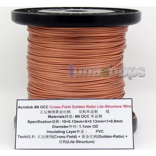 LN005728 50m Acrolink OCC Cross Field Golden Ratio Litz Structure 10*0.13mm 5*0.13mm 1*0.8mm 1.1mm OD Cable