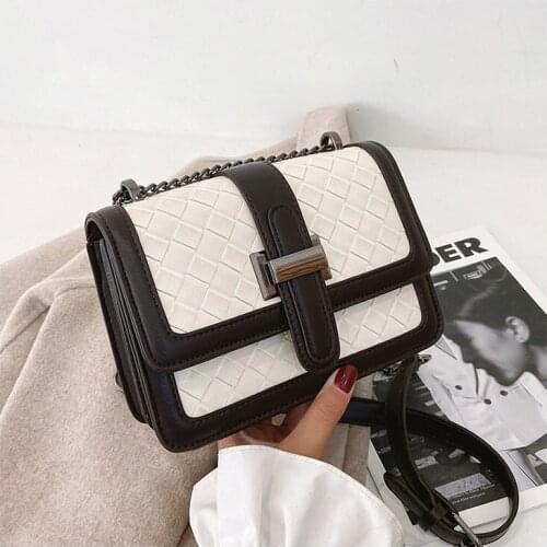 Patchwork Luxury Retro Weave Chain Strap Shoulder Crossbody Square Bags Ladies Purses and Handbags Women Messenger Bags