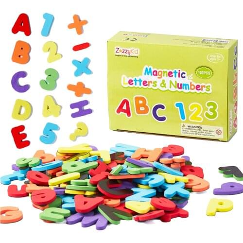 ZazzyKid Magnetic Letters & Numbers for Kids: 103 Foam Magnets for Early Education -Toddler Learn & Play – Math & Alphabets