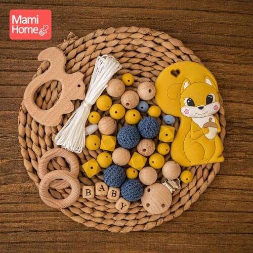 Mamihome 1Sets DIY Starter Kits Food Grade Wooden Teething Teether Oral care For Necklaces Baby Silicone Accessory Teething Wood