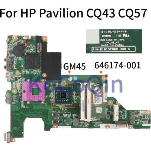For HP Pavilion CQ43 CQ57 Laptop Motherboard 646174-001 646174-501 01015PN00-388-G Notebook Mainboard GM45 DDR3