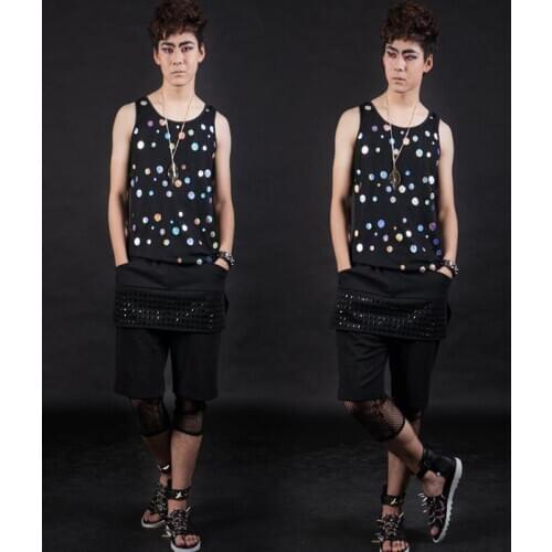 The whole network limited edition vests man personality dot ds fashion male slim casual vest men factory connection clothing
