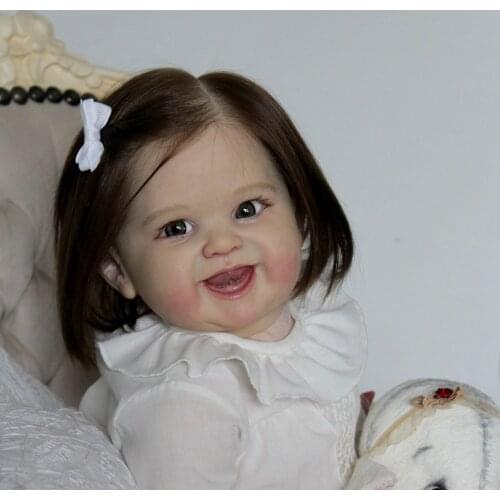 55 CM 3D Paint Skin Visible Veins Soft Silicone Reborn Baby Doll Toy For Girl Lovely Smiling Bebe Dress Up Alive Birthday Gift