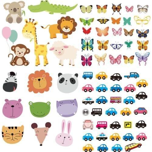 Set Of Patch Iron On Clothes Cute Animals Cars Diy New Design Badges Patches For Child Clothing Accessory Heat Transfers Z-02