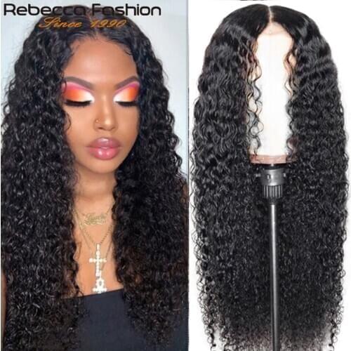 Rebecca kinky Curly Lace Front Human Hair Wigs 13X4 Transparent hd Lace Frontal Wigs Malaysian 30 inch Deep Curly Wig Remy Hair