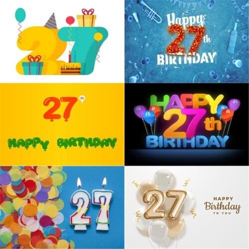Photo Studio Props Vinyl Photography Backdrop Twenty-Seven Year Old Birthday Balloon 27St Birthday Party Decoration