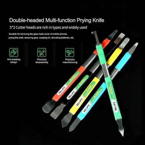RELIFE RL-049A Anti Static Disassembly Machine Crowbar Rubber Scraper Tin Pry Shell Multifunctional Double Head Disassembly Kit
