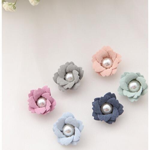 Fabric Chiffon Rosette Flowers with pearl DIY Boutique Blossom Hair Flower Without Clips Girl Headband Accessories
