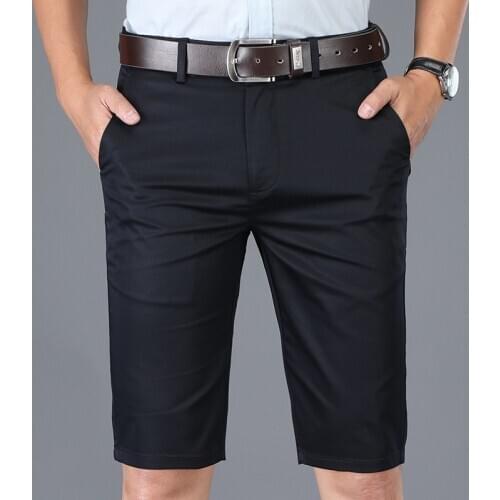 Classic Style Summer Mens Slim Casual Shorts 2020 New Business Fashion Solid Color Elastic Force Cotton Khaki Short Pants Brand