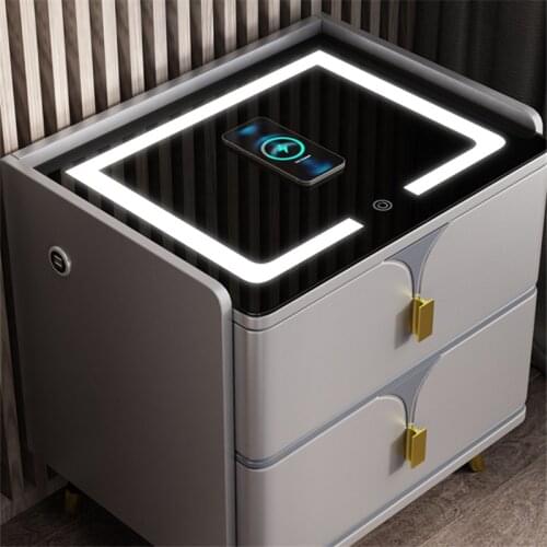 Bedroom furniture bedside table wireless charging Induction night light nightstand wood cabinet night stand for bedroom