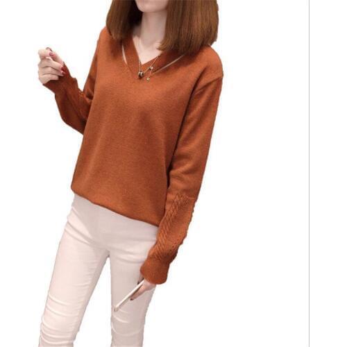 Autumn Winter Sweater Women 2018 Knit High Elastic Jumper Women Sweaters And Pullovers Female V-Neck Sweater Tops Pull FemmeQ818