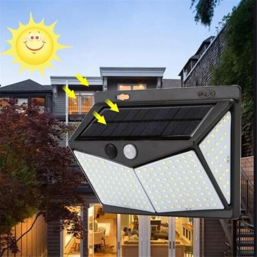 212 100 LED Solar Light Outdoor Solar Lamp PIR Motion Sensor Solar Powered Sunlight Street Light for Garden Decoration