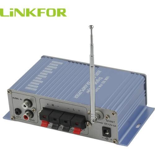 LiNKFOR Mini Hi-Fi Stereo Audio Amplifier for 2-channel 500W DC 12V Amplifier Amp With Remote Control For Car Auto MOTO boat AMP
