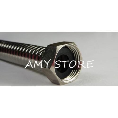 3/4" Female BSP Thread Stainless Steel Corrugated Pipe Water Inlet Hard Tube Cold Hot Water 30cm-80cm Arbitrary Bending Shaped