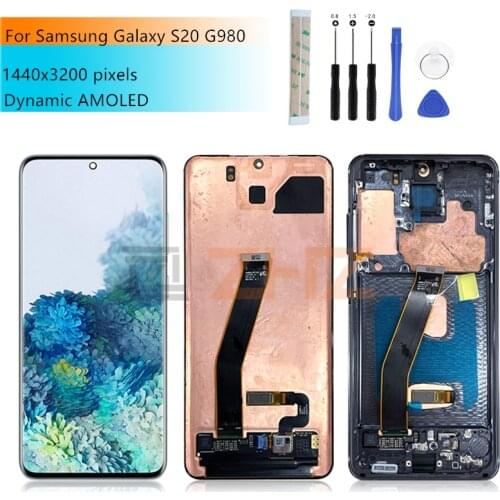 For Samsung Galaxy S20 lcd G980 touch screen digitizer assembly with frame For Samsung s20 display replacement repair parts 6.2"