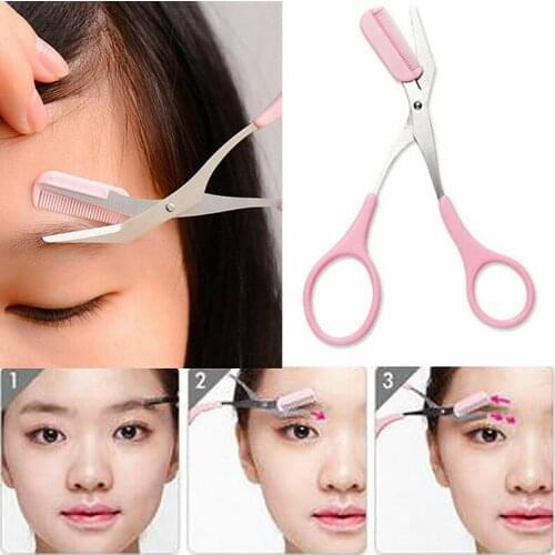 1pcs Eyebrow Trimmer Scissors With Comb Hair Removal Shears Comb Grooming Cosmetic Eyebrow trimming Tools Makeup Accessories