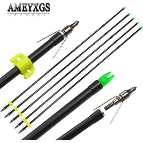 10pcs 31.5inch Fiberglass Fishing Arrow Fish Hunting Arrowhead Point Safety Fishings Slider For Shooting Archery Accessories