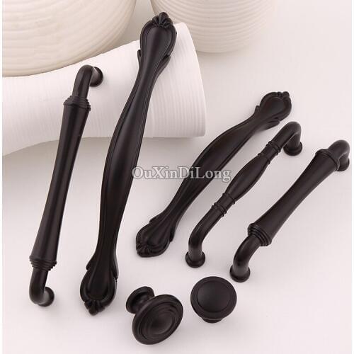 Black 10PCS European Modern Kitchen Door Furniture Handles Cupboard Drawer Wardrobe Cabinet Pulls Handles and Knobs