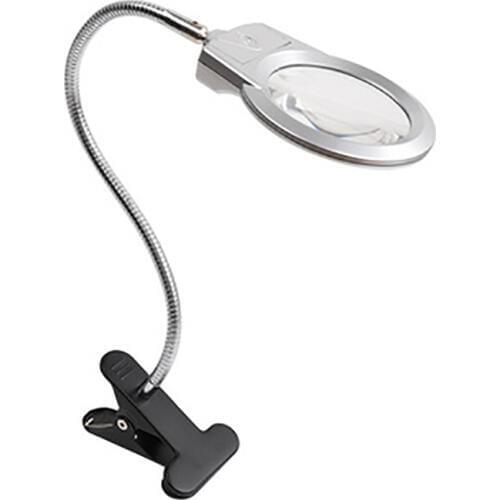 2 LED Light Clip-on Hose Magnifiers 4X 6X Magnifying Acrylic Lens Desktop Magnifier for Elderly Reading/Circuit Board Repairing