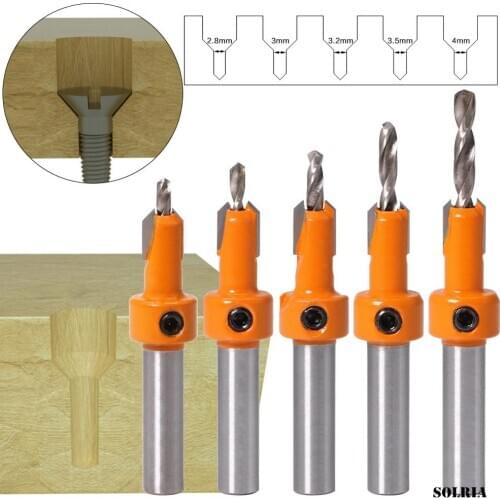 5Pcs Countersink Drills Bits Cone Drill Counterbore Drill Bit Opening Tools Drilling Pilot Holes Woodworking Electric Accessory