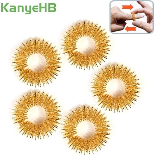 5pcs Gold Finger Massager Massage Ring Health Care Tools Set Home Use Acupressure Finger Massager Relax Lose Weight Finger A286