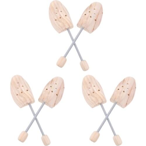 6Pcs/Set Mens Womens Cedar Wood Coil Spring Travel Shoe Trees Wooden Stretcher