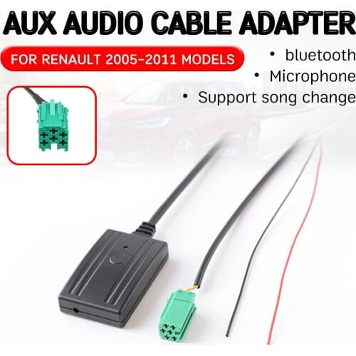 Bluetooth Adapter Hands-free Hifi Aux Head Unit Interface for Renault Clio,Kangoo,Megane 2005-2011 Aux Receiver Cable