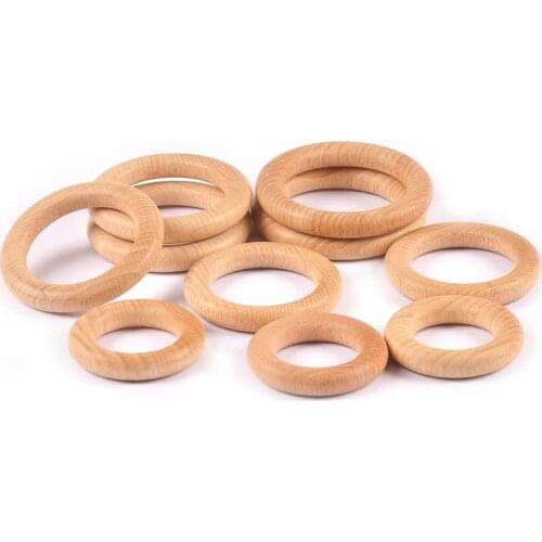 40-70mm 2pcs Natural Wood Baby Teething Beads Round Hoops Wooden Ring For Jewelry Making Toy DIY Accessories Children Kids M2640