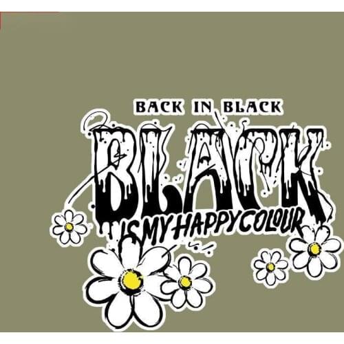 Black small chrysanthemum print heat transfer sticker for DIY vinyl patch heat sticker on clothes by iron for wowen